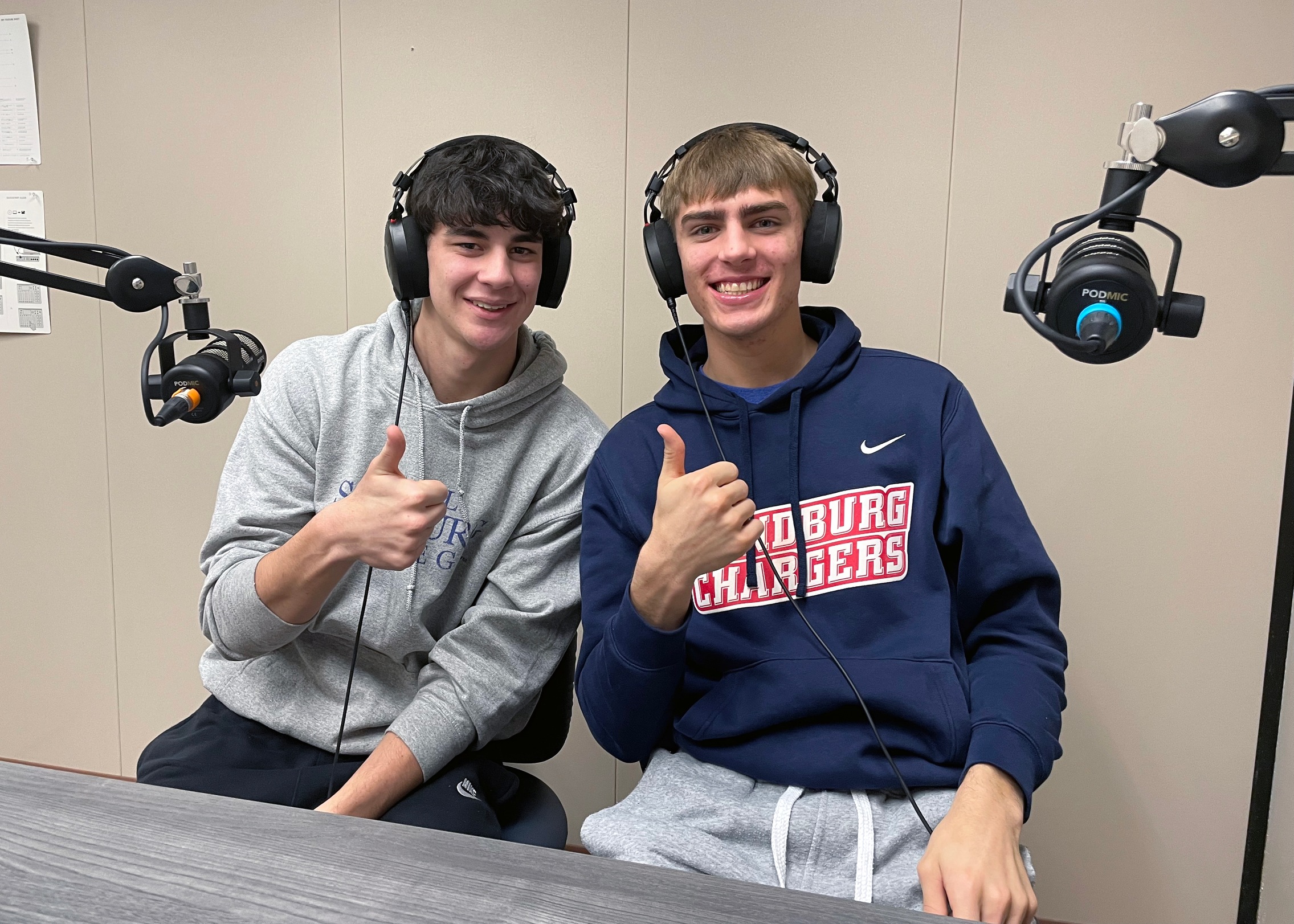 Jack DuBois (left) and David Hise (right) were the guests on Episode 20 of the Sandburg Athletics Podcast. 