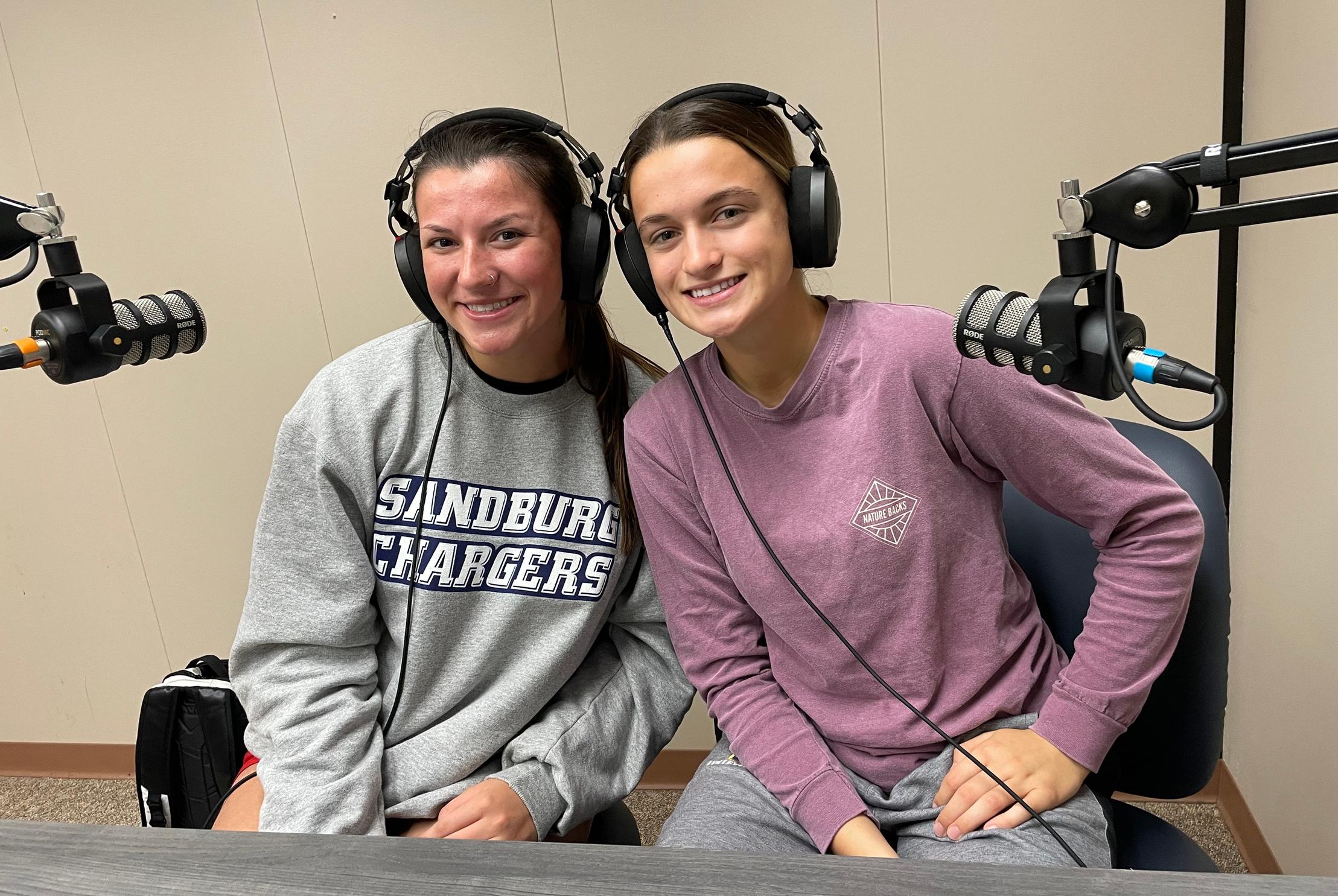 Chargers volleyball players Grace Evans (left) and AJ Rask (right) were the guests on Episode 16 of the Sandburg Athletics Podcast.